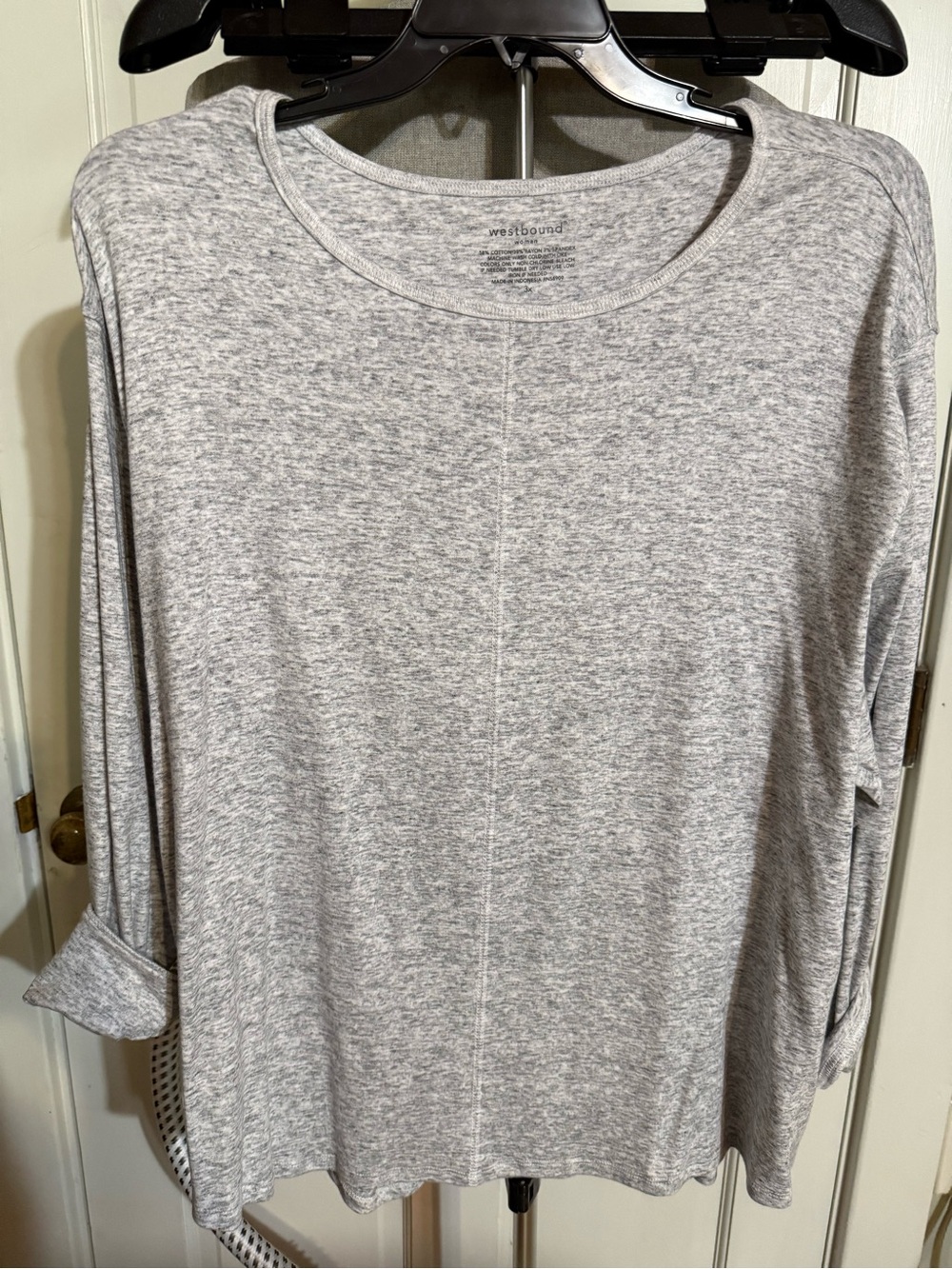 Westbound Women’s Gray Long-Sleeve Crewneck Top 3X